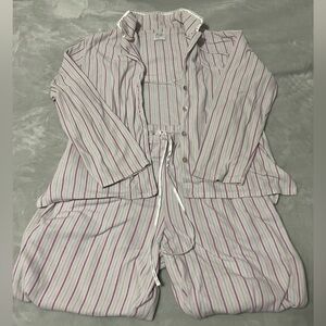 Aria Women's Pink and White Striped Pajama Set